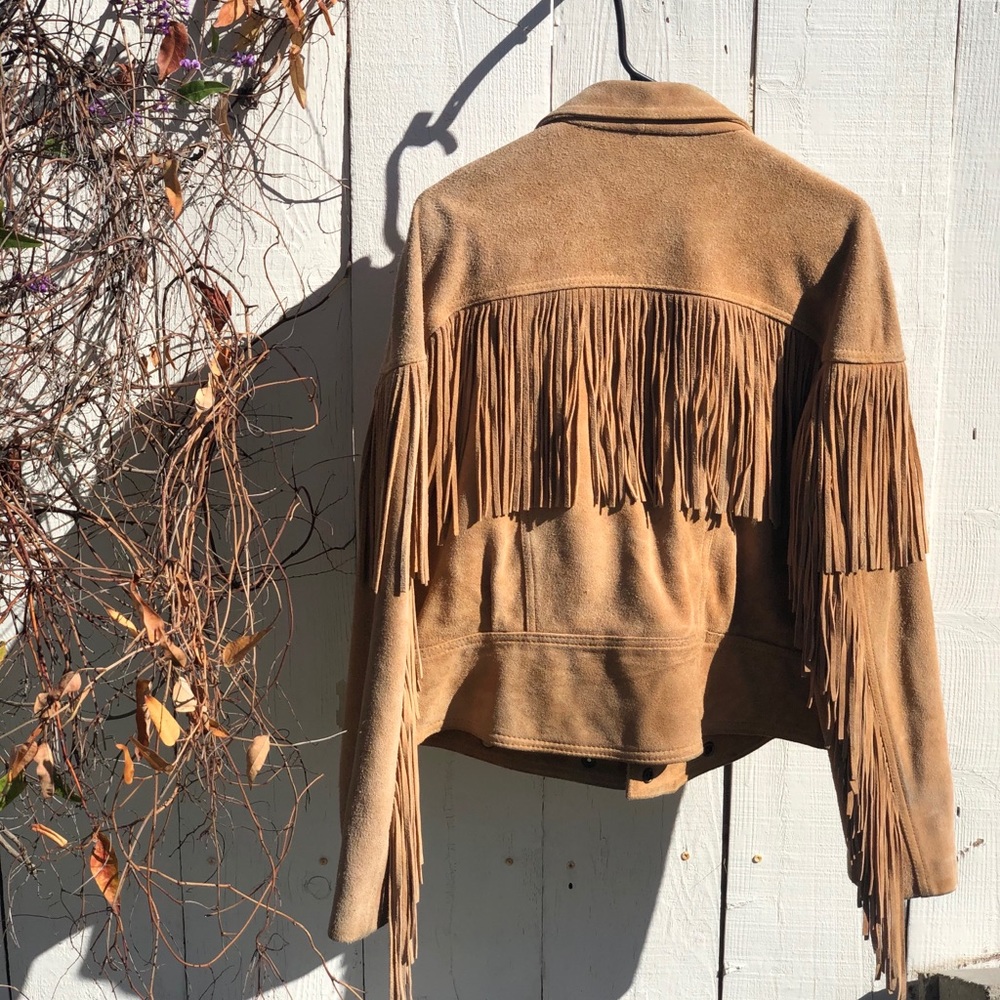 Tan suede fringe jacket